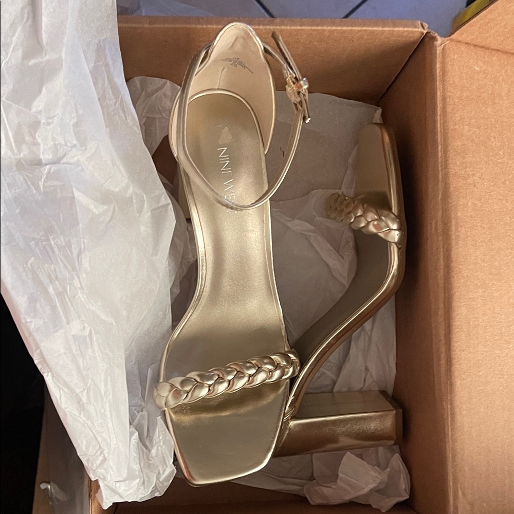 Nine West Gold Braided Strap Heels - Picture 4 of 5